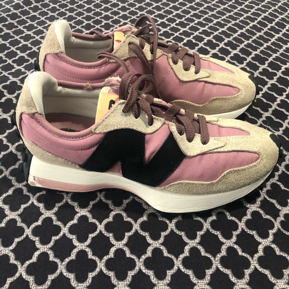 New Balance 327 Rosewood Licorice Pink Purple 8.5 Suede Running Sneakers De14